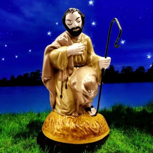 Joseph With Staff Nativity Figurine Atlantic Mold 1979 Vintage Ceramic Religious Decor