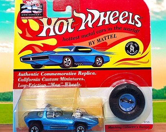 Hot Wheels 25.º aniversario 1992 Silhoutte 5715 Azul California Custom Miniatures Mag Wheels Colección de coches Coche Mattel HW Colección b2