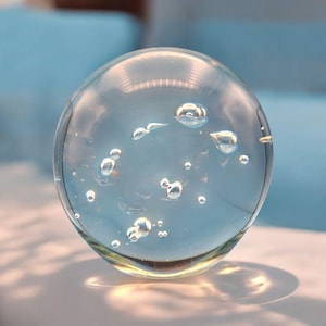 Vintage Clear Glass Bubble Paperweight 3 Inch Decorative Sphere Crystal Ball
