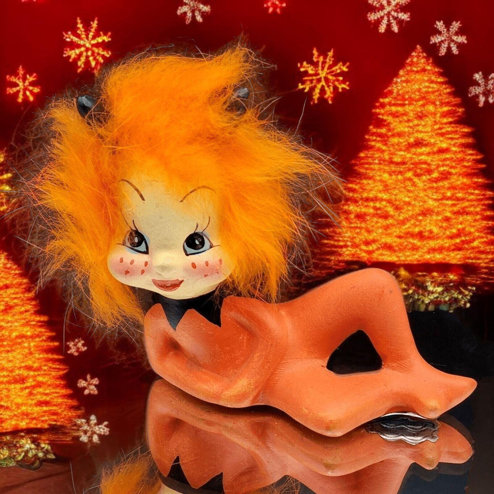Vintage Norleans Moon Girl Alien Figurine • 1960s Japan • Orange