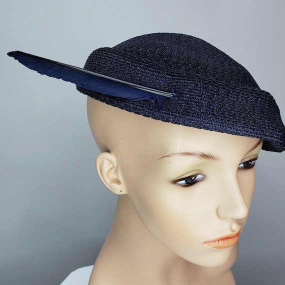 Vintage Ken Blair 1950s Capulet Hat Blue Red Hat F
