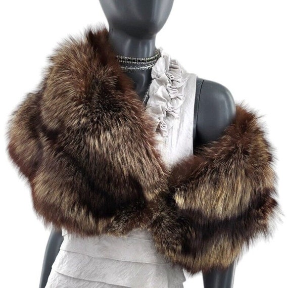 Silver Fox Fur Stole Cape Wrap Wedding Prom New Y… - image 3