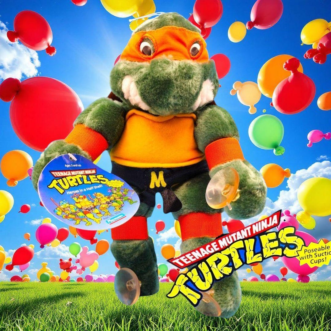 Teenage Mutant Ninja Turtles 1988 Mikey Poseable RARE 13in Plush