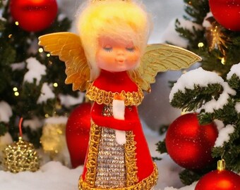 ヴィンテージ ピクシーガール アイススケーター オーナメント フェルト