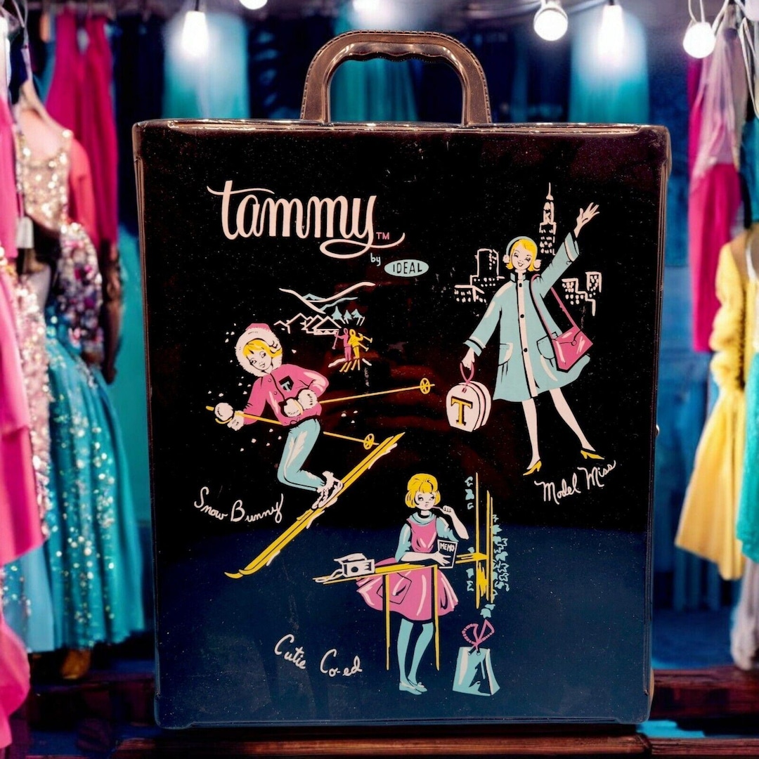 Vintage Tammy Doll 1960s Travel Case Black Co-ed Cutie Snow Bunny