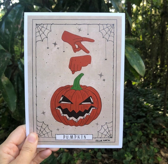 5x7 Vintage Pumpkin Sign Language Tarot Print | Etsy