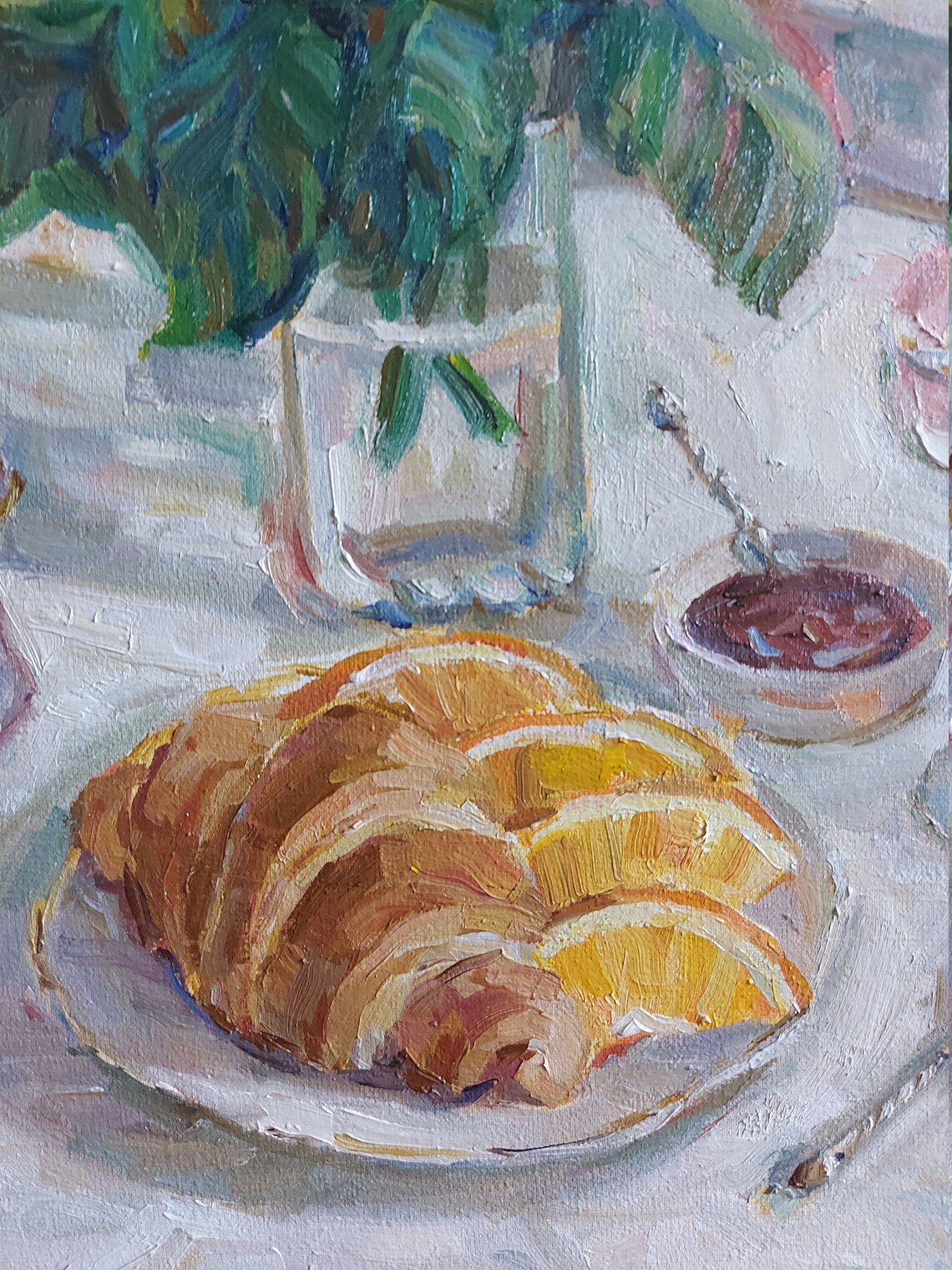 Original Still Life Oil Painting Food Oil Painting Croissant Etsy UK