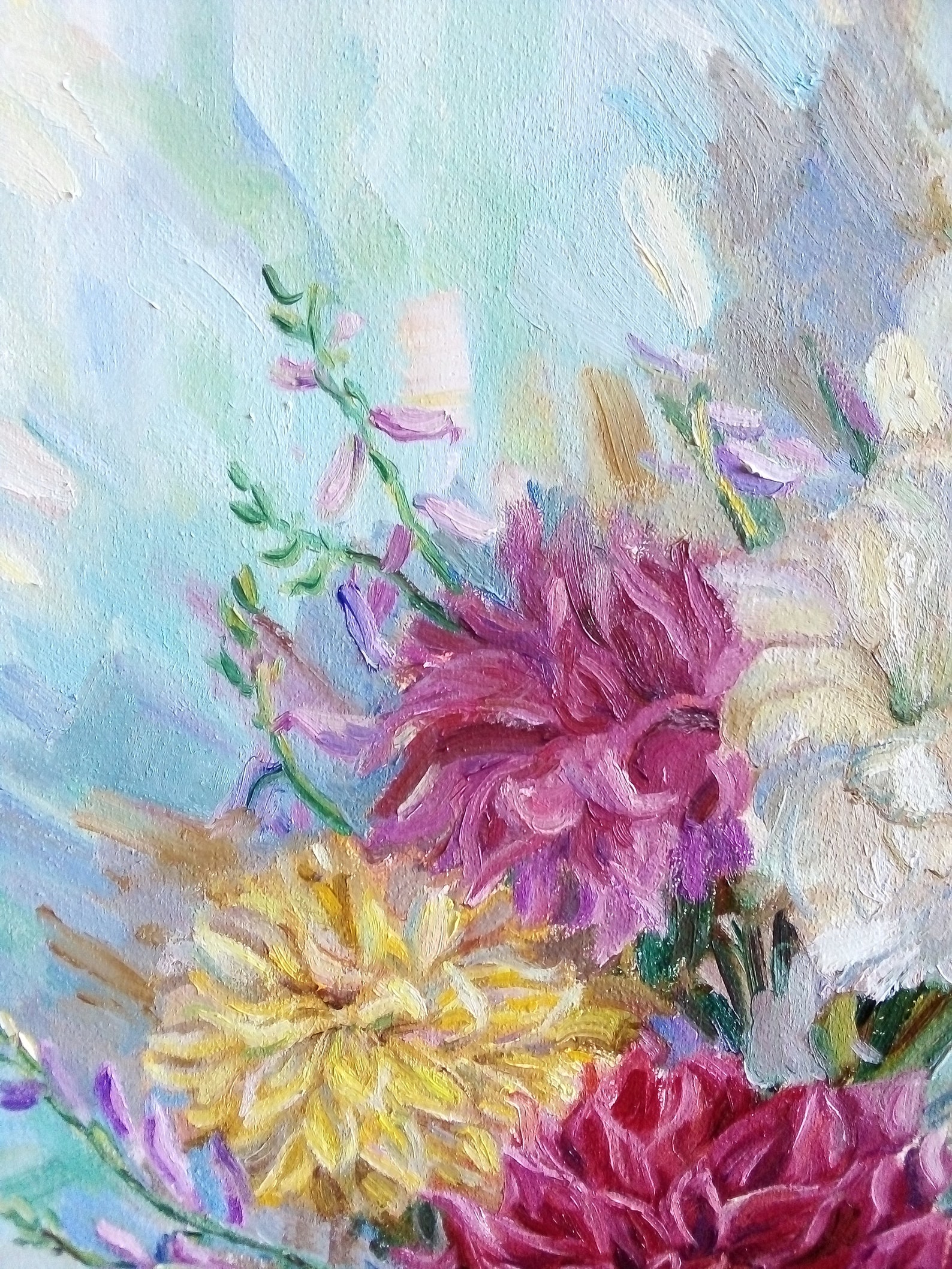 Original flower oil painting dahlias art bouquet painting Etsy