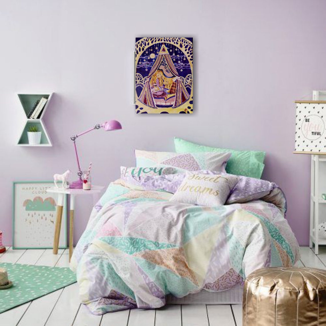 Original Painting for Children Room Wall Art for Girl's Etsy