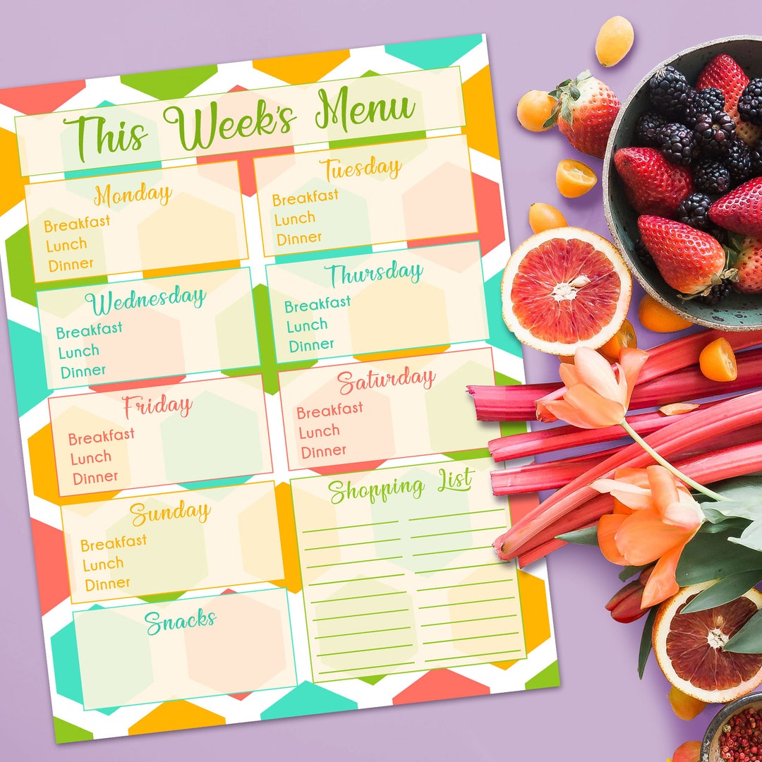 Busy Bee Meal Planner Weekly Grocery Shopping List Printable Etsy