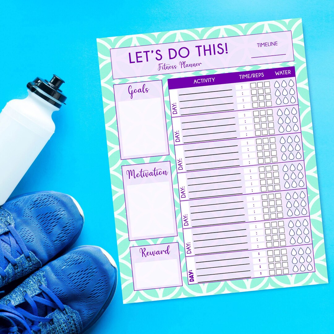 Fitness Workout Planner for Exercise Schedule Printable Plan Fitness Goal Tracker Workout
