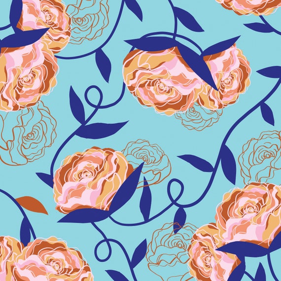 Blue Floral Paper Suite Etsy