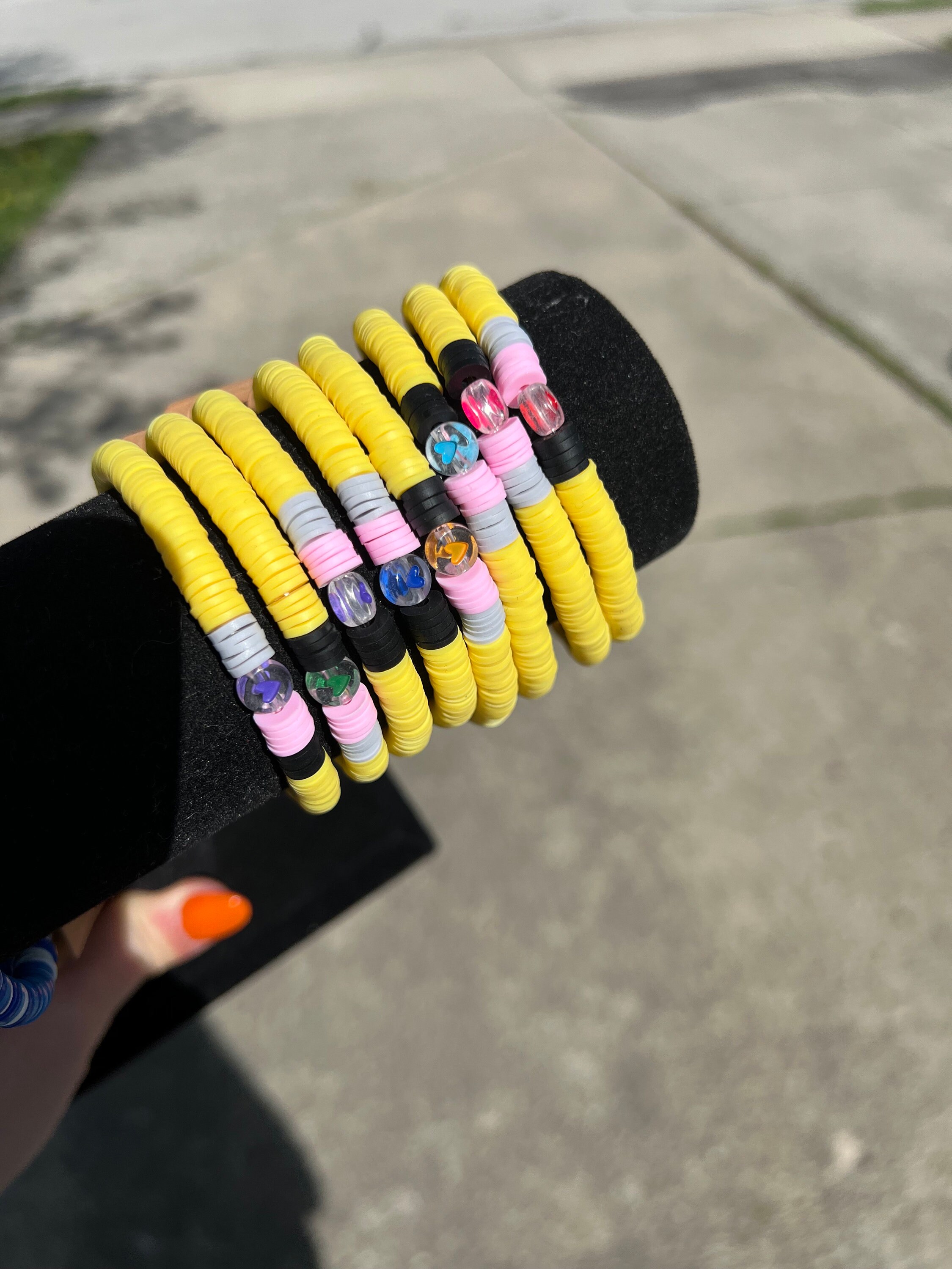 Braccialetti per insegnanti in argilla Heishi braccialetti con perline per donne impilabili insegnare amore ispirare braccialetti elasticizzati colorati braccialetto preppy per il ritorno a scuola