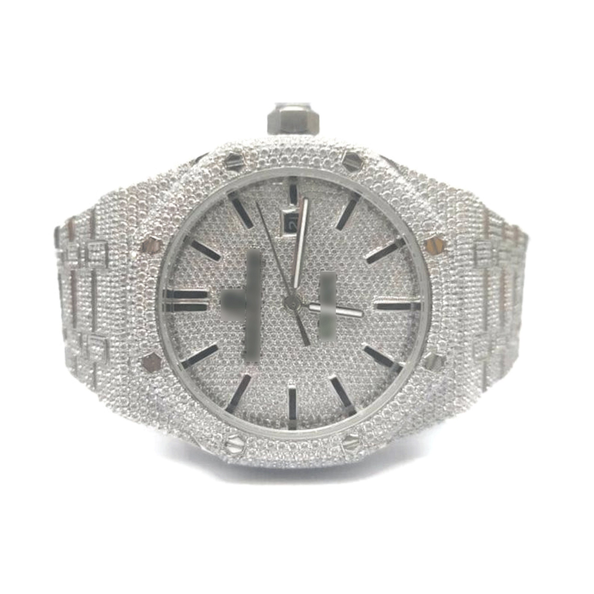 Moissanite Studded Diamond Watch Men Iced Out EF/VVS Diamond | Etsy