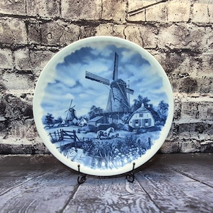 Vintage Delft Blue Windmill Farm hand painted Made in Holland