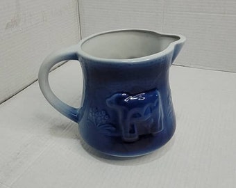 Vintage Victoria Ware Ironstone Flow Blue and White Pitcher Cow