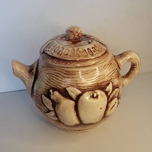 Vintage Lidded Cookie Jar with Embossed Fruits
