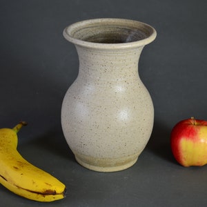 Hand-made Pottery Flower Vase, Wheel-thrown Stoneware, Medium Size