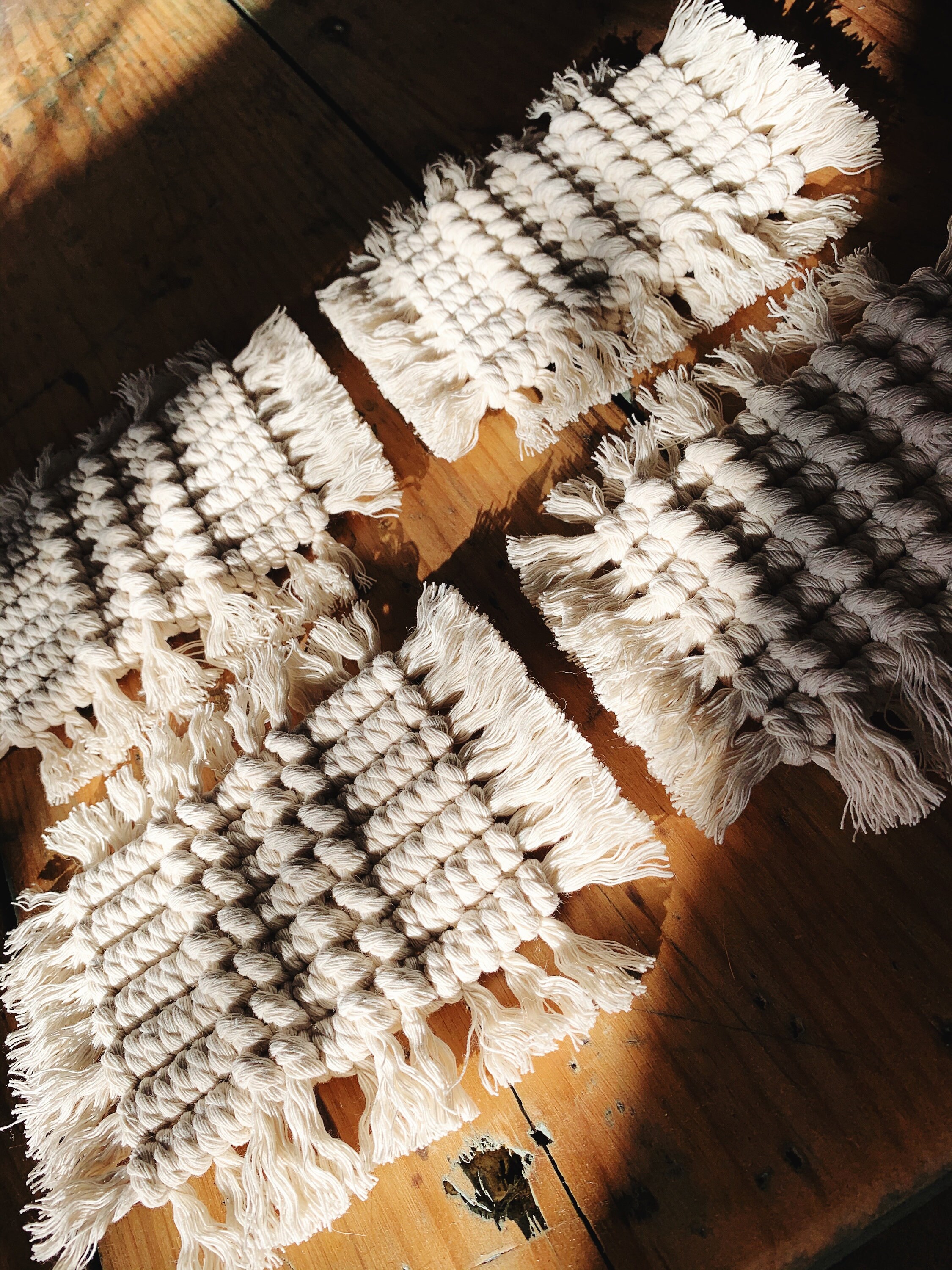 Neutral Macrame Mug Rugs | Etsy