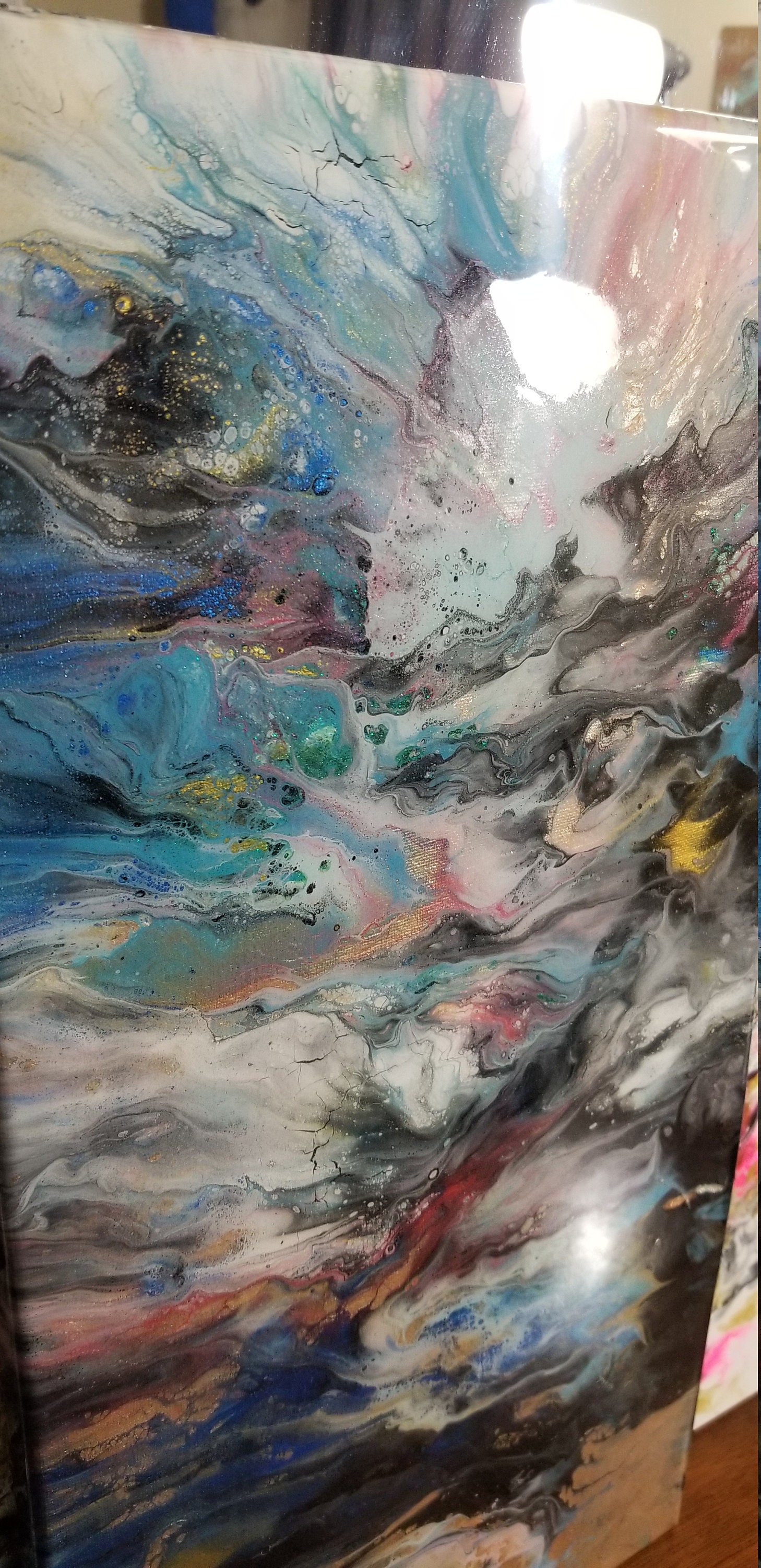 10x20 canvas art top coat of epoxy resin resin painting Etsy