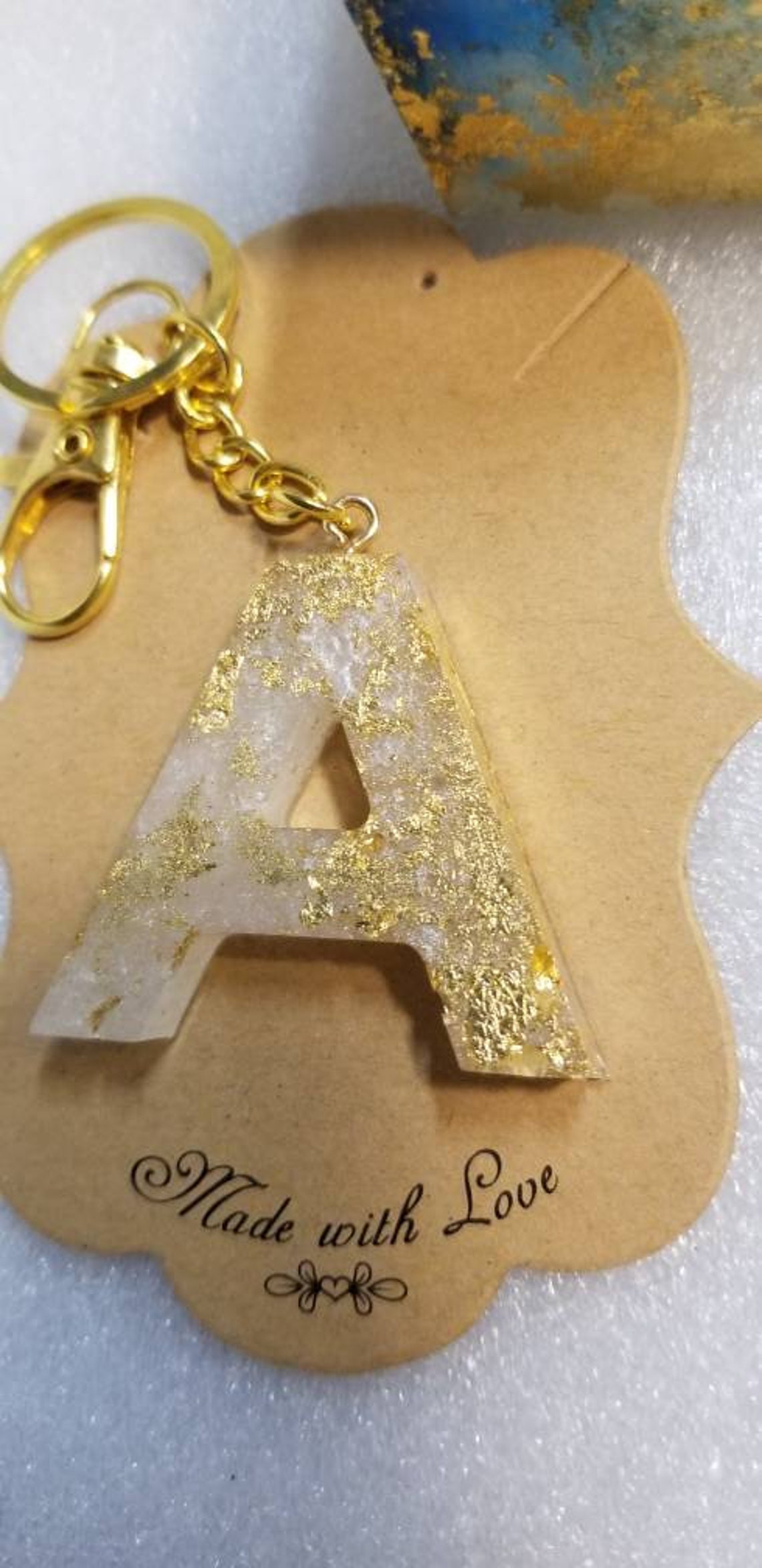 Resin epoxy keychain letter A unique gift resin art Etsy