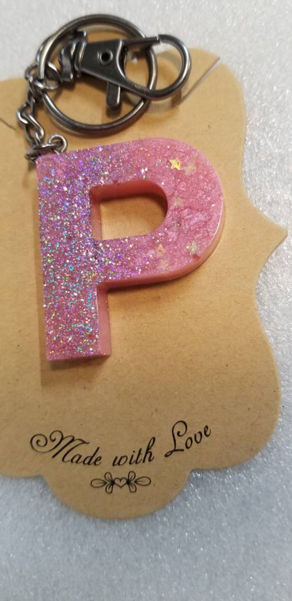 Resin epoxy keychain letter P unique gift resin art Etsy