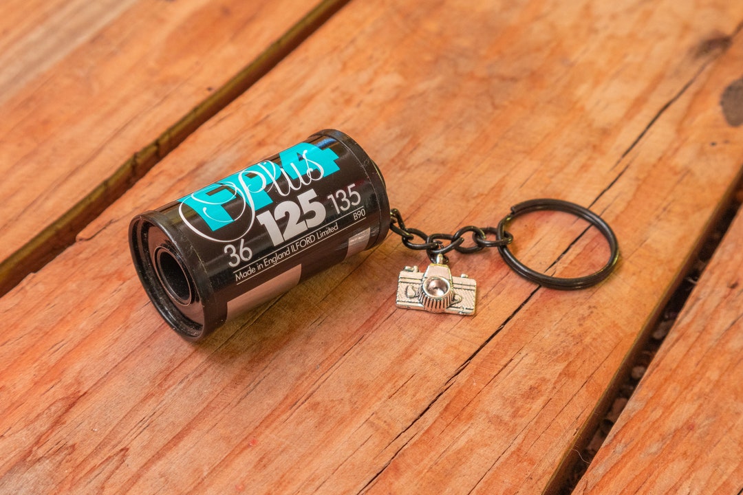 Upcycled Black Film Canister Keyrings With Silver Camera Charm Etsy