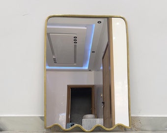 Luxurious Rectangle Mirror, Square and Brass Wall Mirror, Irregular Butterfly Antique Brass Mirror, Large Bronze Bathroom Decorative Mirror