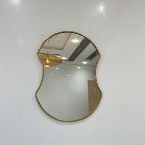 Large Wall Mirror, Brass Mantle Mirror, Irregular Italian Brass Mirror, Bathroom Mirror, Decorative Wall Frame Mirror, Wall Brass Mirror,