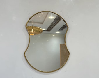 Large Wall Mirror, Brass Mantle Mirror, Irregular Italian Brass Mirror, Bathroom Mirror, Decorative Wall Frame Mirror, Wall Brass Mirror,