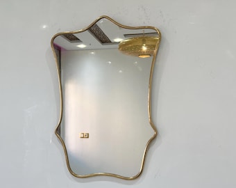 Brass Floor Mirror, Curvy Squiggle Wavy Brass Wall Mirror, Irregular Asymmetrical Brass Mirror, Antique Aesthetic Mirror, Round Décor Mirror
