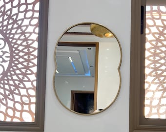 Large Round Mirror, Stylish Circle Mirror for Bathrooms, Elegant Black Round Hall Mirror, Unique Brass Wall Mirror for Chic Home Decor