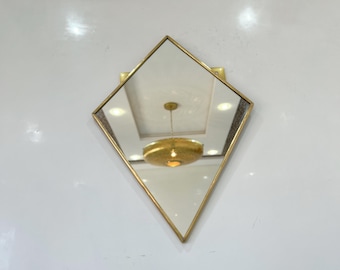 Full Framed Mirror, Irregular Butterfly Brass Mirror, Gold Antique Handmade Bathroom Mirror, Italian Curved Mirror, Decorative Wall Mirror
