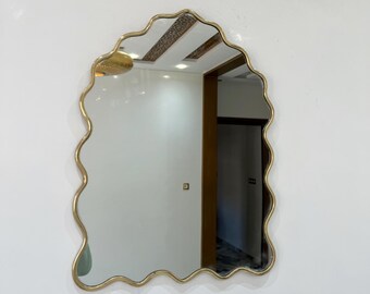 Wavy Mirror, Full Length Squiggle Mirror, Elegant Arch Mirror for Bathroom, Stylish Brass Mirror, Perfect for Modern Home Decor Needs