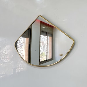 Large Vanity Mirror, Aesthetic Wall Mirror, Irregular Brass Mirror, Asymmetrical Italian Bathroom Mirror, Antique Mirror for Living Room