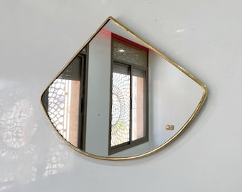 Large Vanity Mirror, Aesthetic Wall Mirror, Irregular Brass Mirror, Asymmetrical Italian Bathroom Mirror, Antique Mirror for Living Room