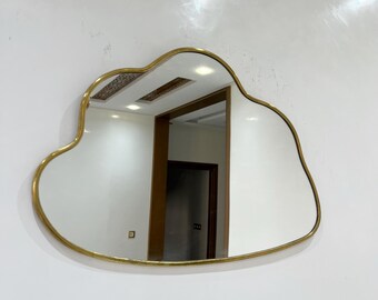 Cloud Shaped Mirror for Nursery, Large White Wall Mirror, Full Length Brass Decorative Mirror, Perfect Addition to Modern Home Decor