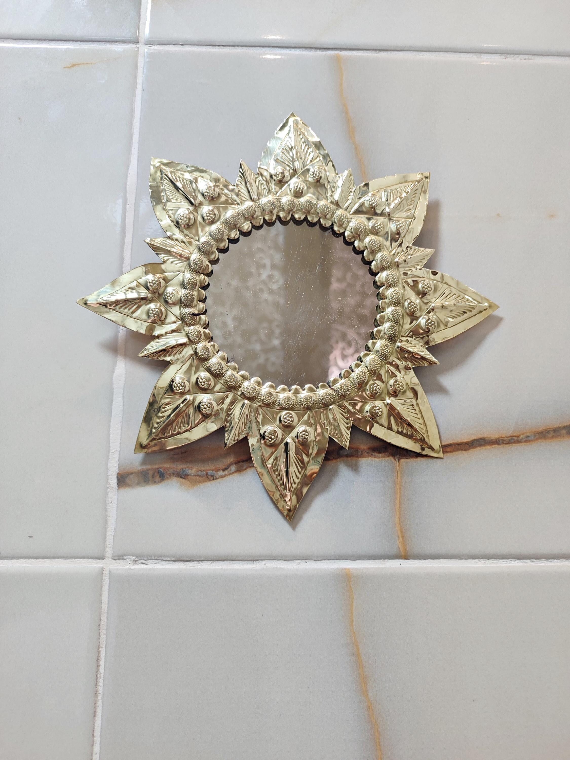 Vintage brass sun mirror - Etsy 日本