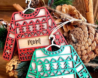 Christmas Sweater Custom Ornament.  Ugly Christmas Sweater. Personalized Sweater Ornament.