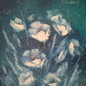 Miniature oil painting White flowers wall art onccanvas original
