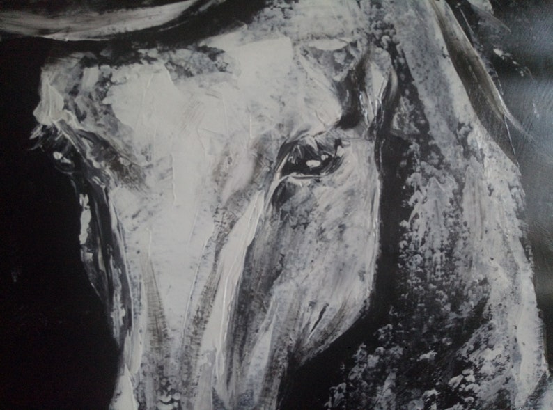 Extra Large Horse Painting Original Oil and Acrylic Art Black Etsy