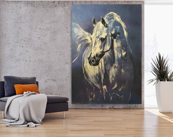 Arabisches Pferd Extra großes Pferdegemälde Öl auf Leinwandkunst
