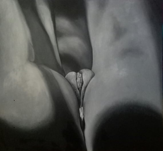 Art of pussy nude Realistic Nude Painting Vagina Art on Canvas Large Gray Erotic Art - Etsy  Israel