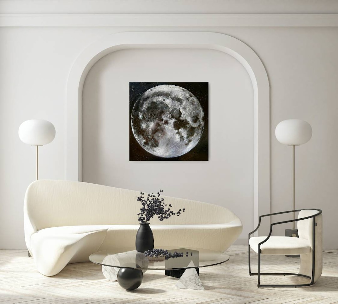 Large Moon Oil Painting Original Full Moon Extra Large Art on Canvas - Etsy