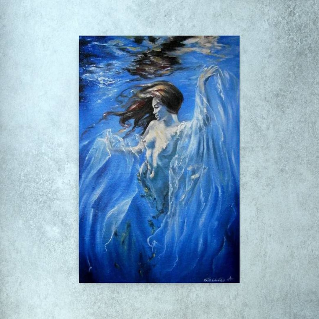 Extra Large Erotic Mermaid Art Nude Underwater Oil Painting Original - Etsy