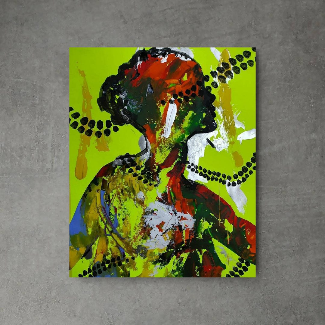 Abstract African American Art Original Painting Woman Black Etsy