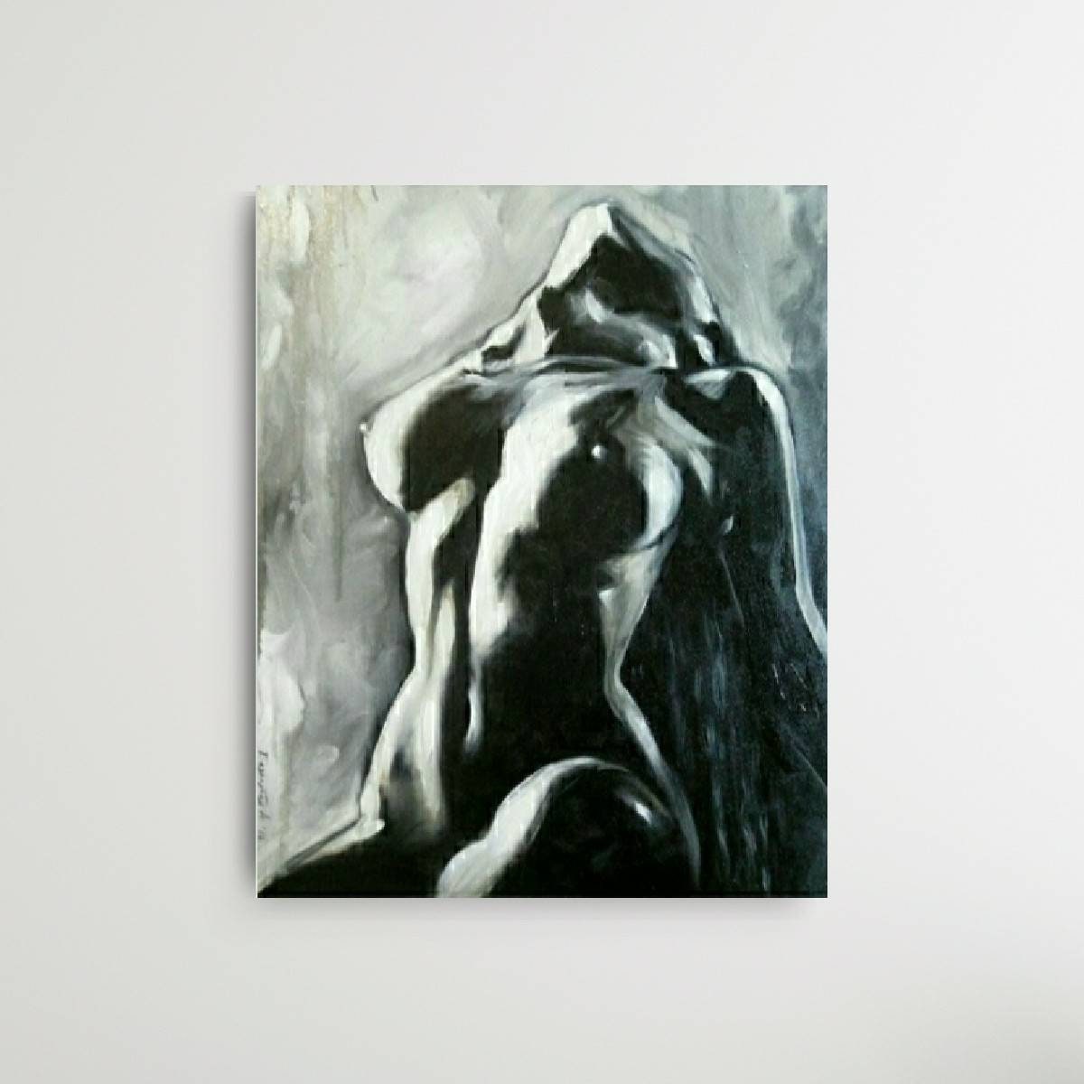 African American Nude Painting Black and White Original Sexy picture