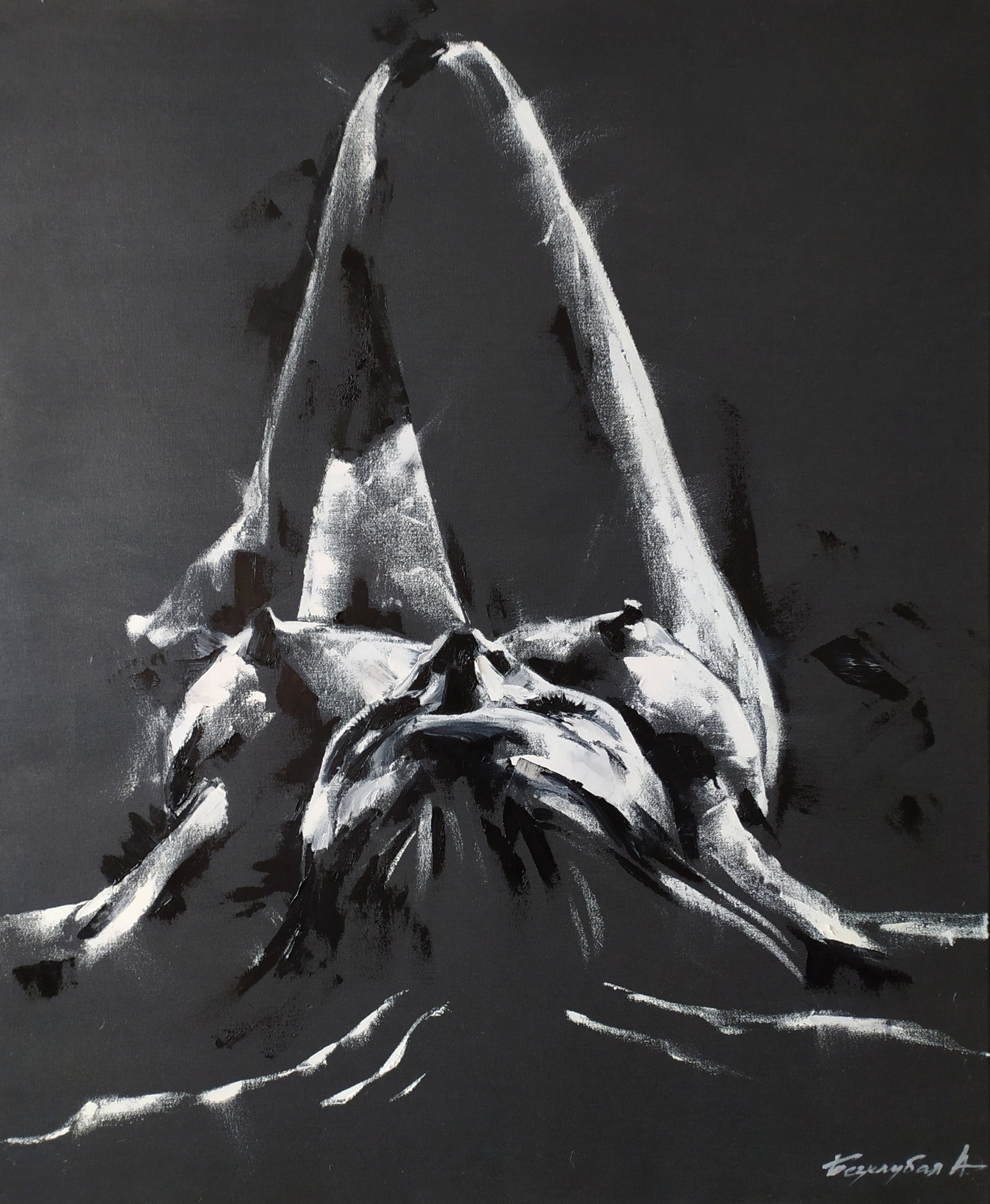 Pallet Knife Nude Art Black and White Laying Nude Woman Original Painting -  Etsy