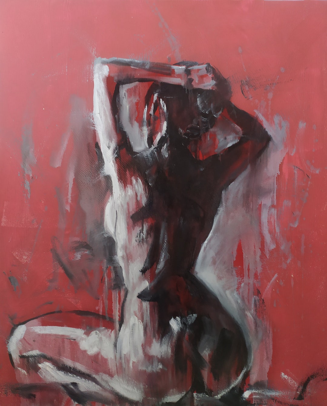 Nude black and red painting Woman naked figure art Sxy bedroom art - Etsy 日本