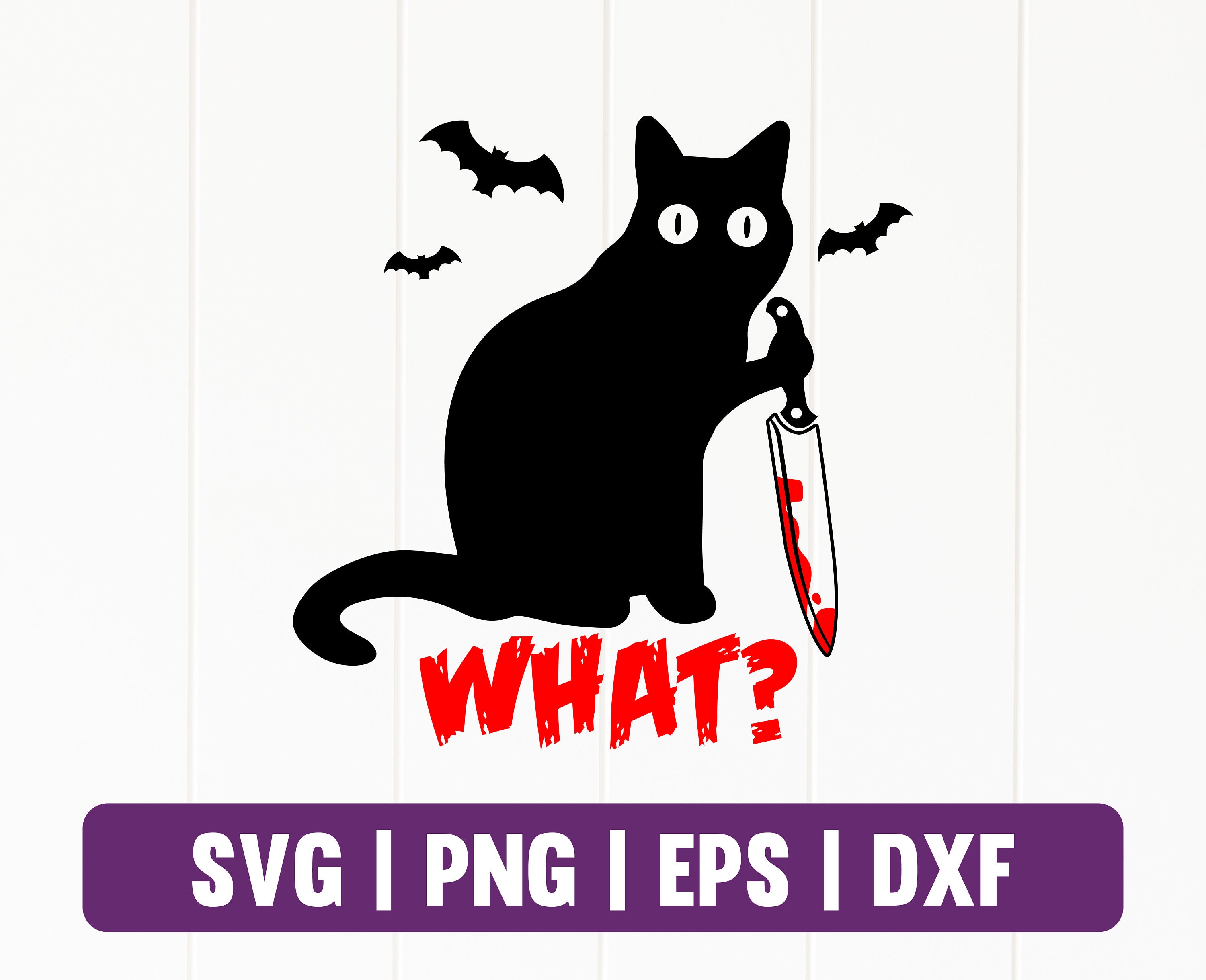 What Cat Holding Knife SVG Lustige schwarze Katze SVG | Etsy
